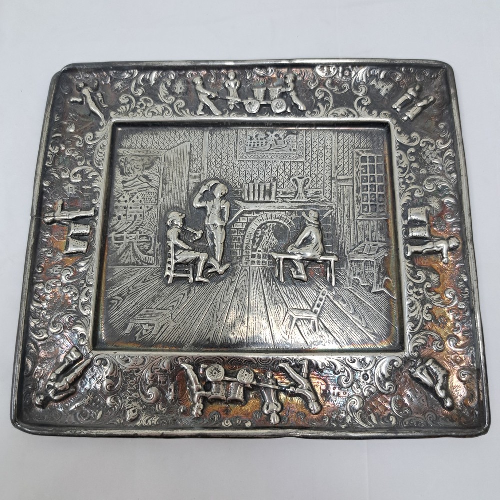 Vintage Raised Relief Rectangular Tray 3 Men By Hearth Barbour SP Co. 3277A