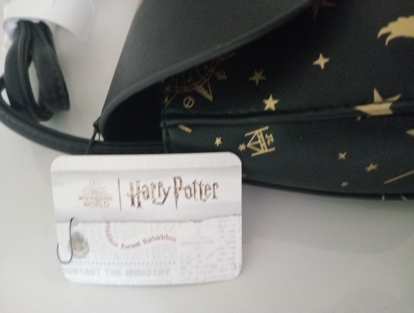 New Harry Potter Hogwarts Purse Celestial Black Gold Saddle Bag BIOWORLD