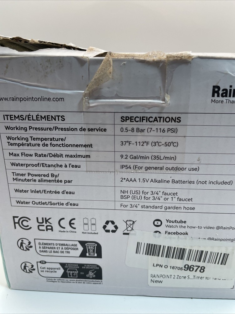 RAINPOINT 2-Zone Water Timer Model ITV205 2 Pack