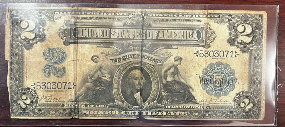 1899 $2 LARGE TWO DOLLAR BILL SILVER CERTIFICATE NOTE