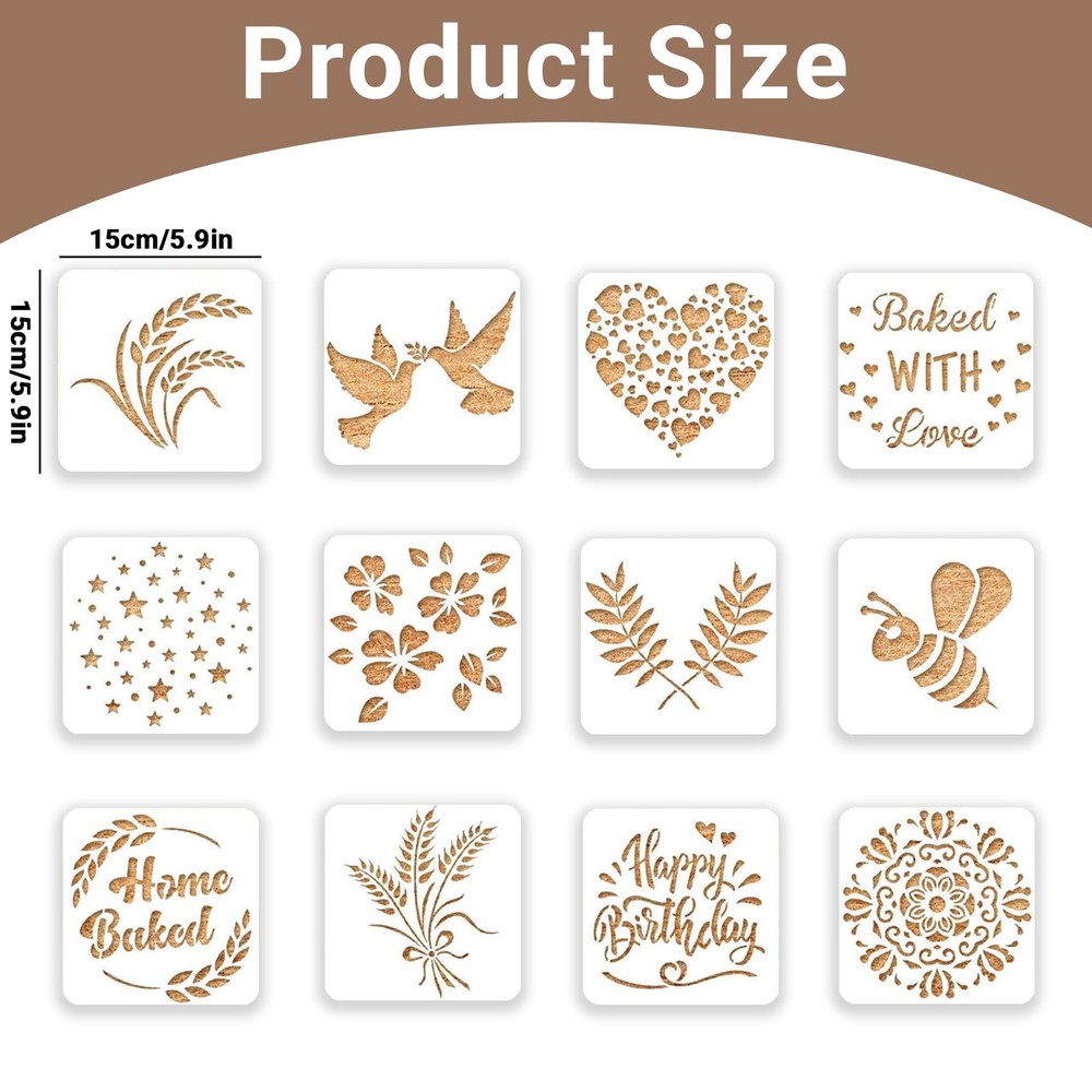 24 Pcs Stencil for Bread Artisan Bread Stencils Baking Stencil Set Cook Stenc...