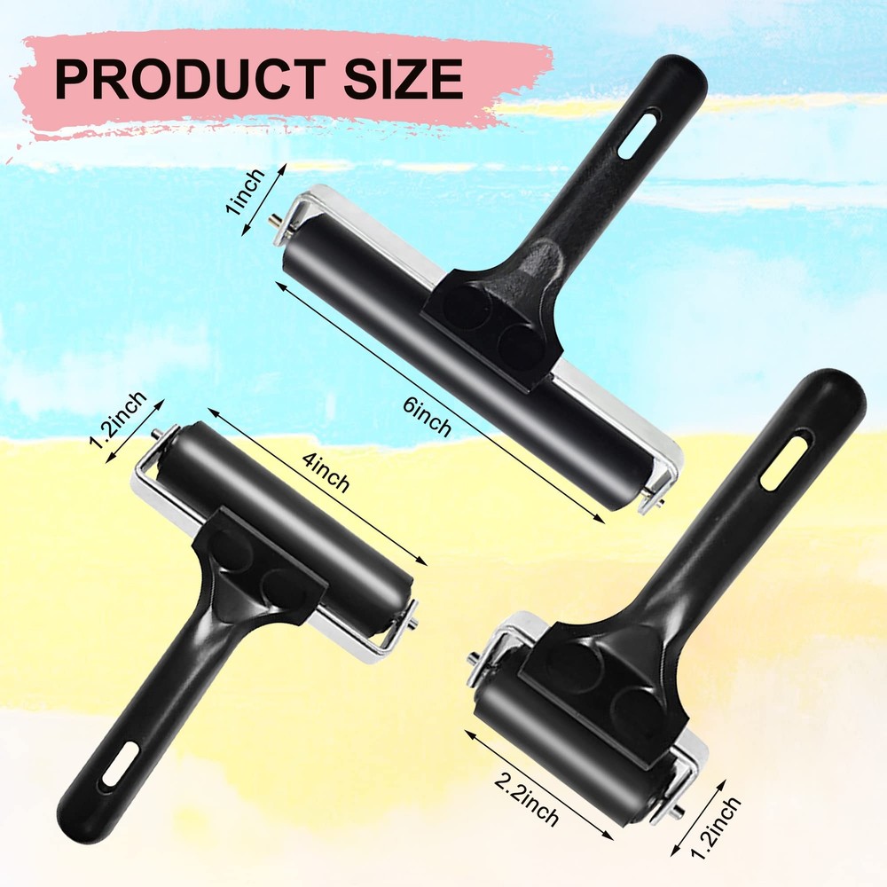 4 Inch Brayer Roller Printmaking Rubber Press Roller for DIY Crafts Project Inks
