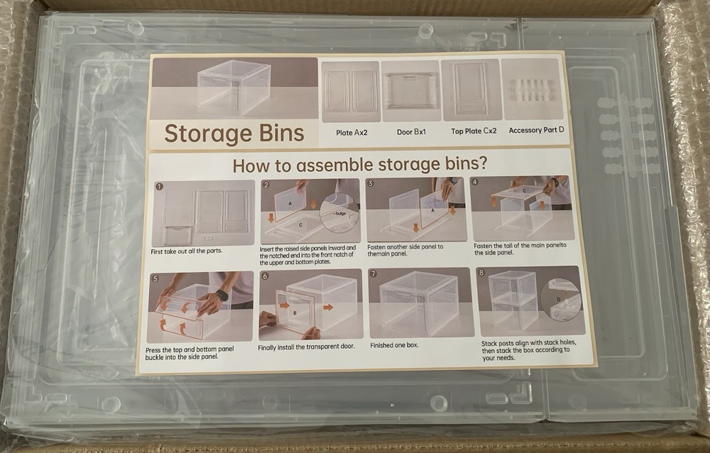 Stackable Storage Bins, Clear Acrylic Display Case, 06-Boxes With Lids