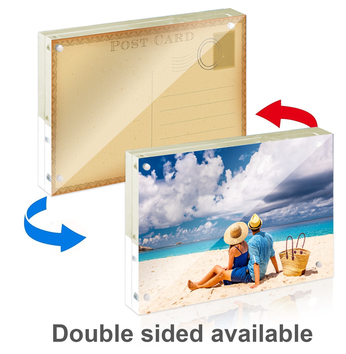 2PCS 5x7" Acrylic Picture Frame Magnet Double Sided 10+10MM Plexiglass Clear.