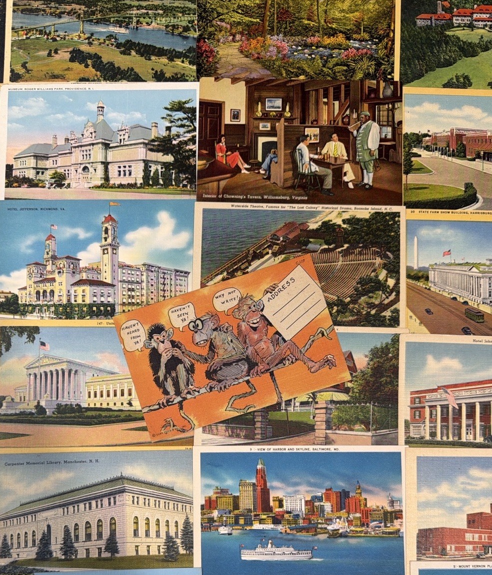 40 Vintage Linen Postcards 1930s–1950s Mixed U.S. Views Bulk Lot