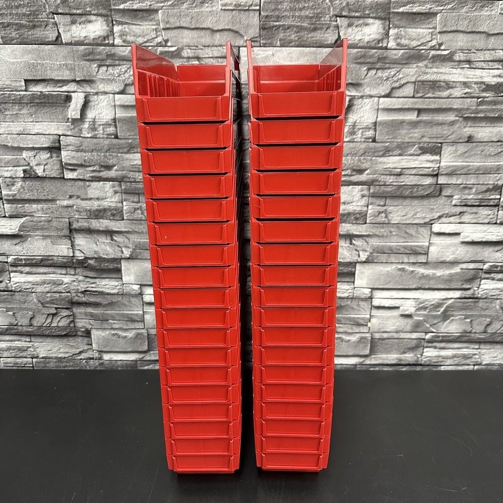 Quantum Nesting Plastic Shelf Bin 12" x 4-1/8" x 4", 32/Case Red (Read Desc)