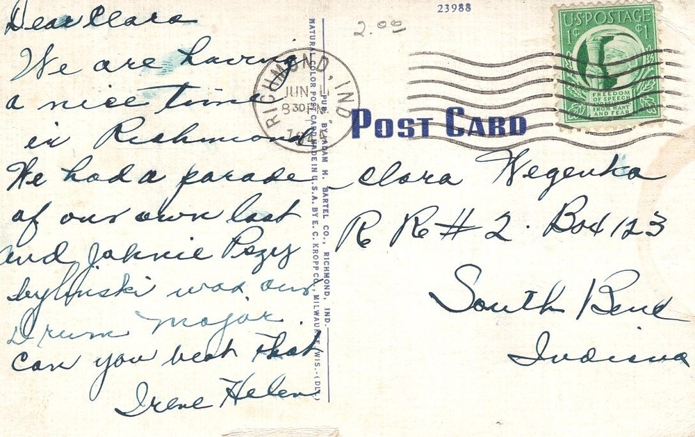 ELKHORN FALLS, RICHMOND, IN - PC2477