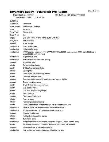 Dash Panel Fits 00 DURANGO 10290303