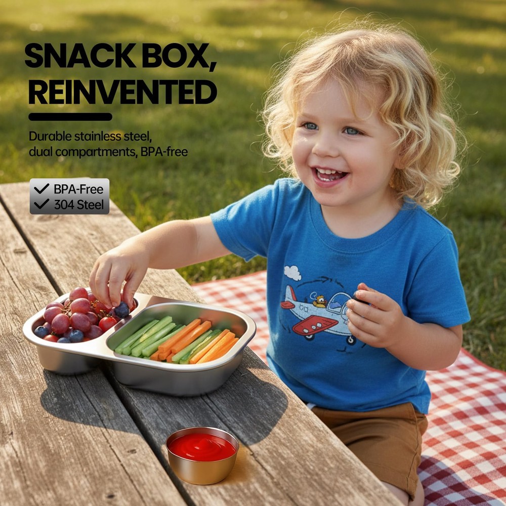 CODIEKEY Snackle Box Container,Dishwasher,Reusable Snack 1 pack, White&Orange