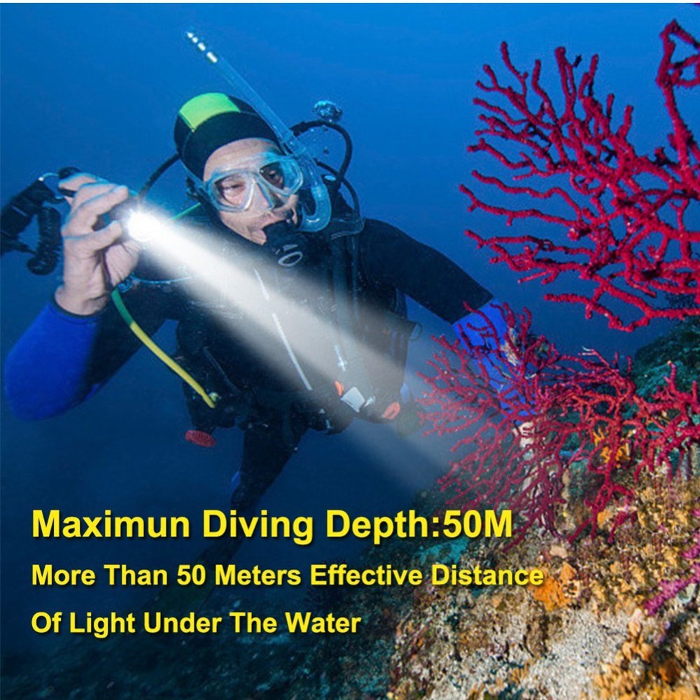 200000LM Diving Light Underwater LED Flashlight Diving Camping Lantern US