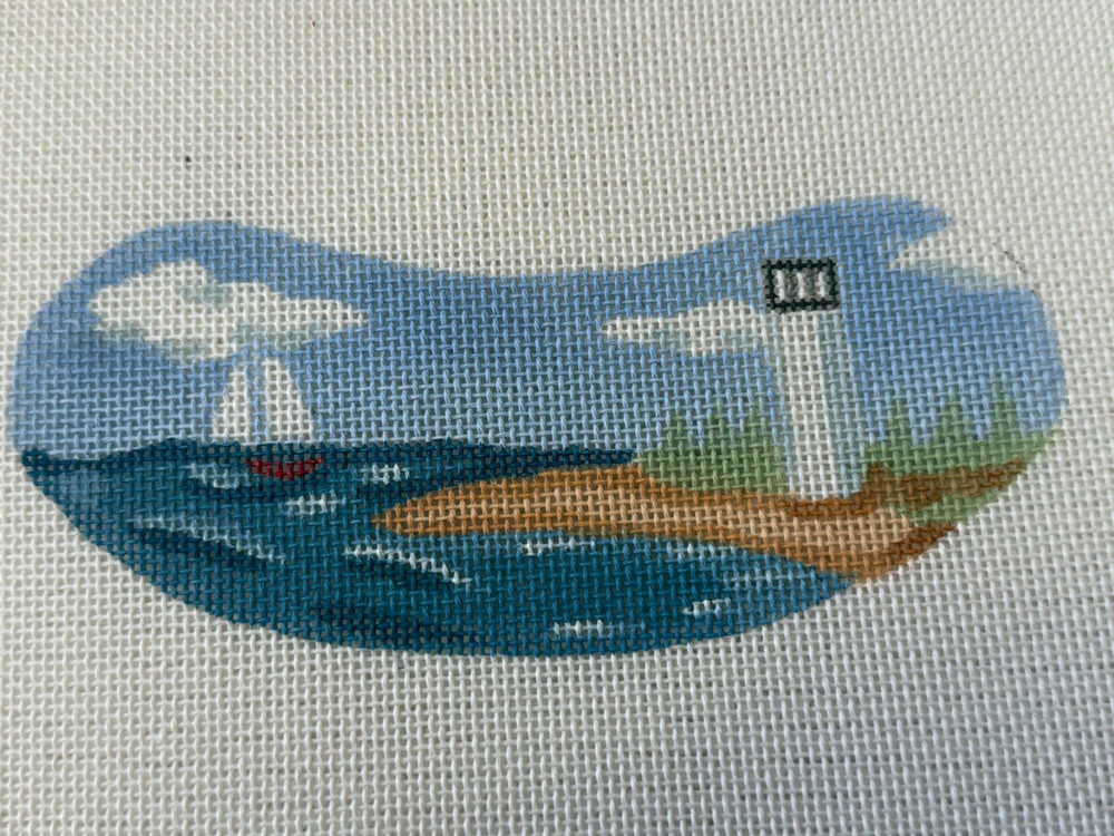HP NEEDLEPOINT LIGHTHOUSE AND SAILBOAT