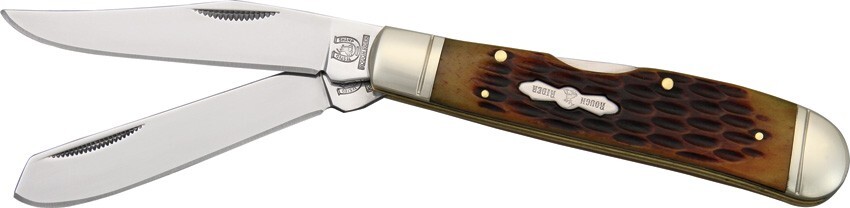 Rough Ryder Lockback Trapper 3.88" Stainless Amber Bone Folding Knife 1069