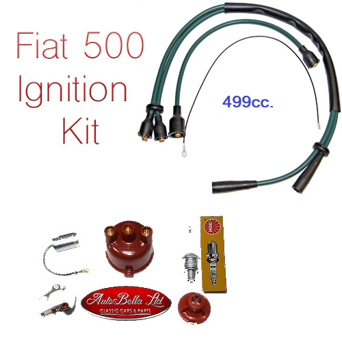 CLASSIC FIAT 500 IGNITION CONDENSER POINTS ROTOR DISTRIBUTOR CAP SPARK HT LEADS