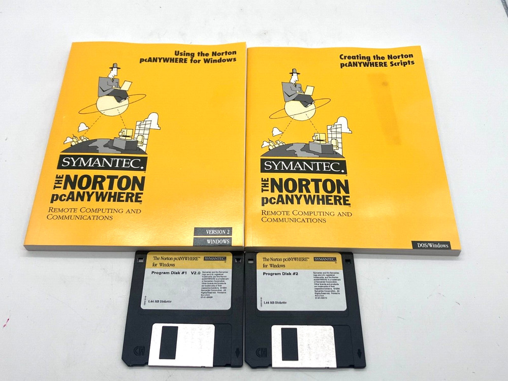 The Norton pcANYWHERE version 2.0 for Win 95 & NT, 2 Books + 2 Disks 1994