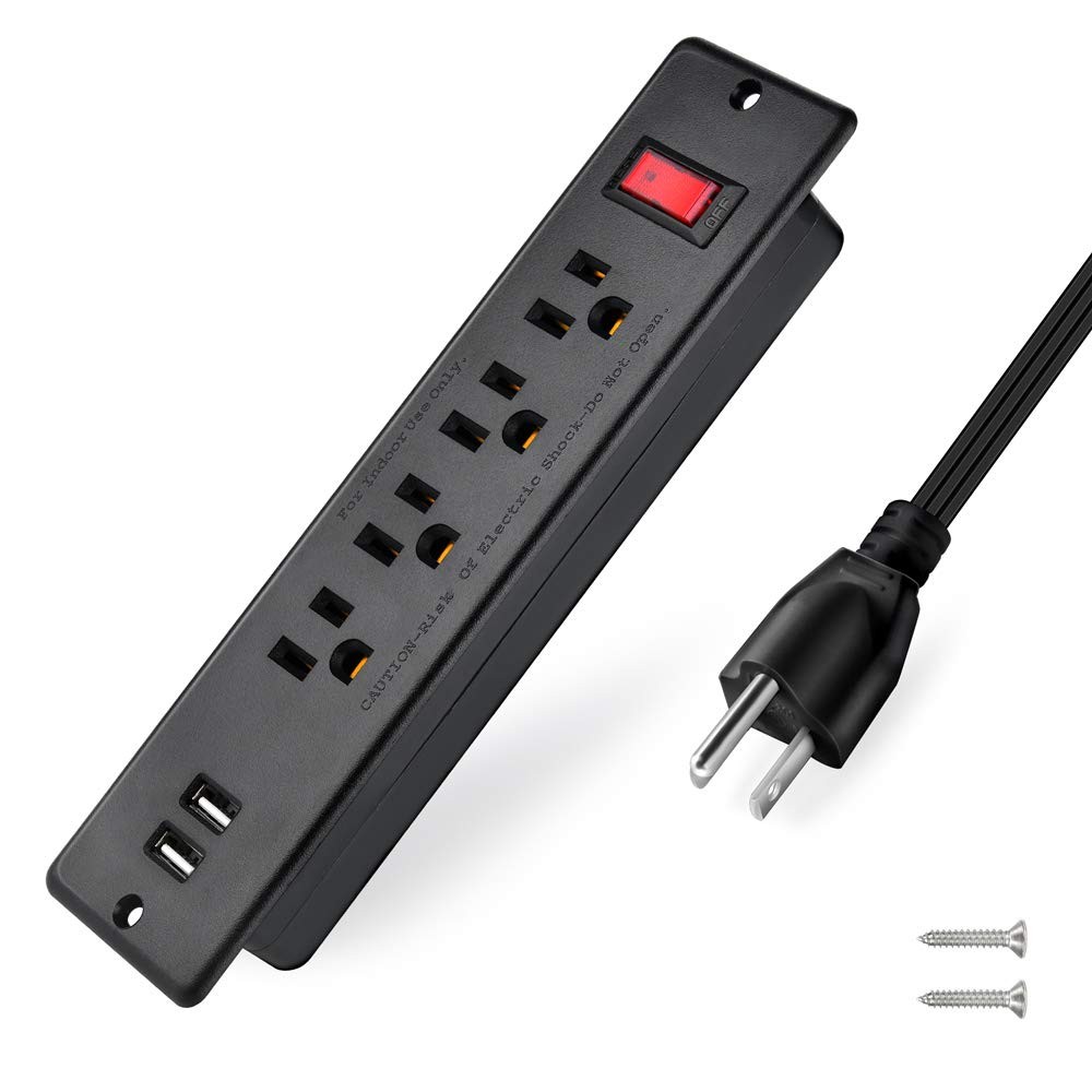 USB Power Strip Recessed Power Socket Mountable Outlet Extender Multiple Prot...
