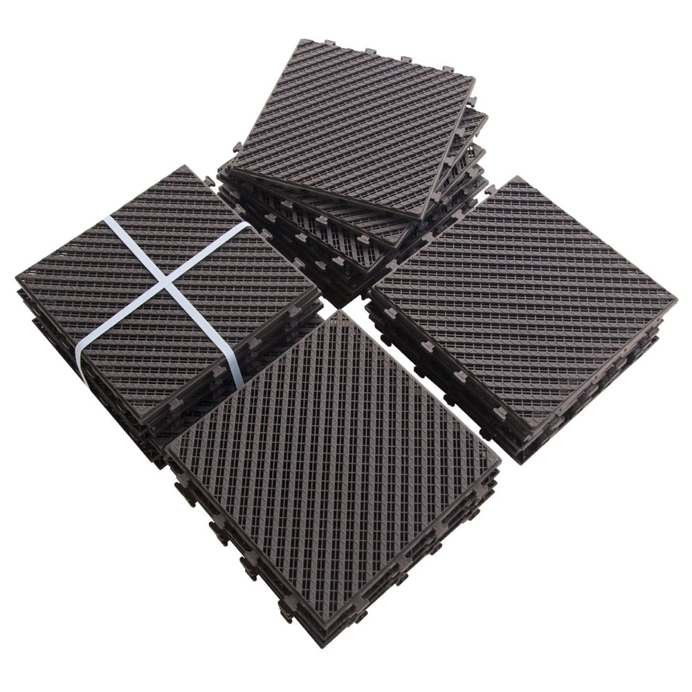 Domi 12"x12"Patio Deck Tiles,Plastic Interlocking Deck Tiles,36Pcs/Pack,Brown