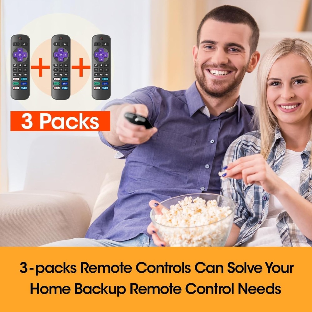 3 Pack Replacement Remotes for Roku TVs – TCL, Hisense, Onn, Sharp & Philips