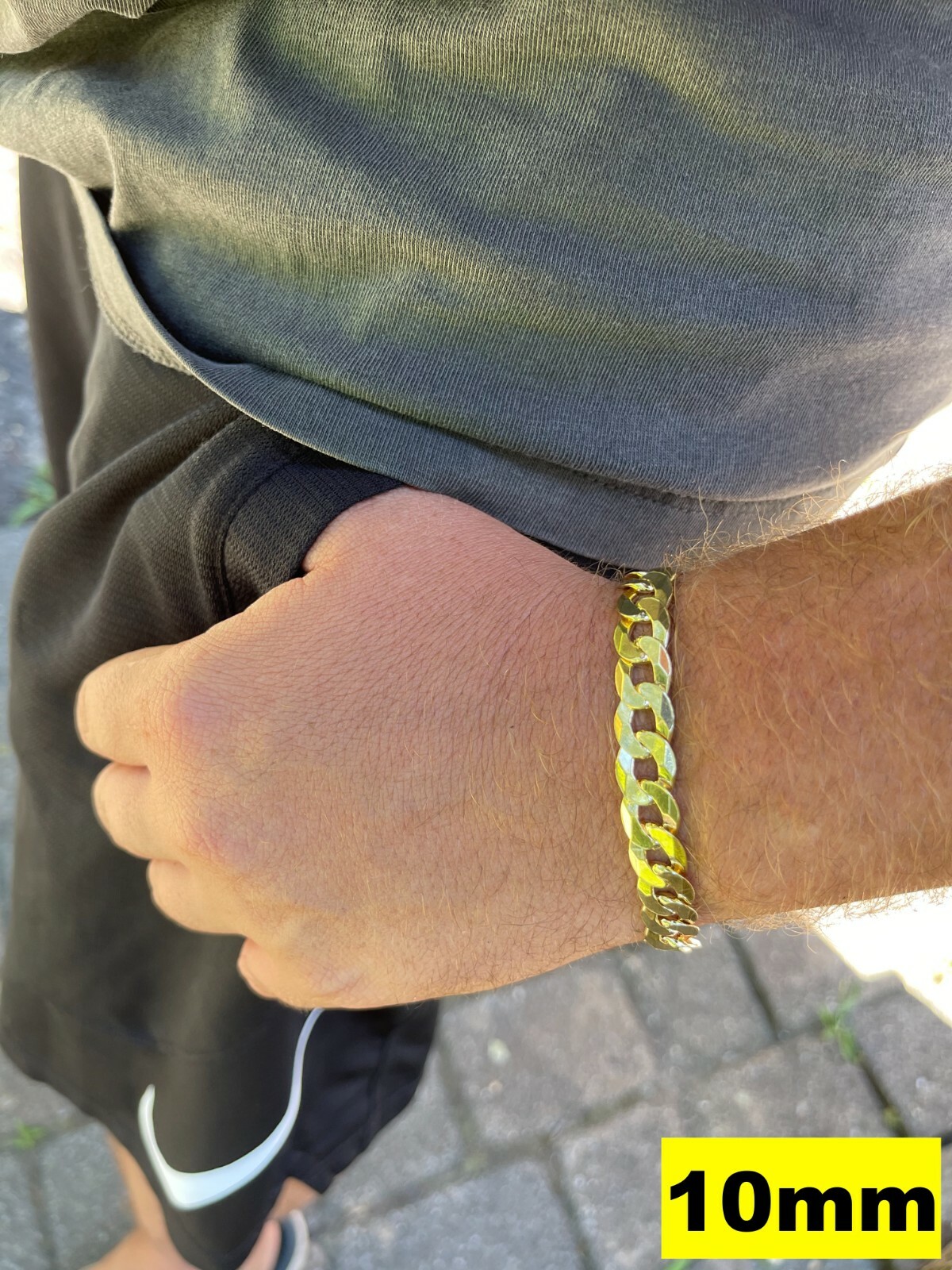 14k Gold Plated 925 Sterling Silver Flat Cuban Bracelet