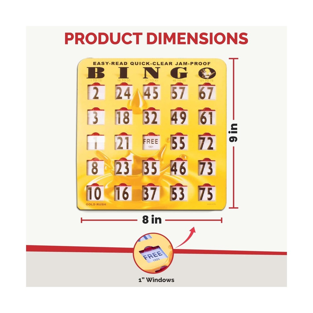 MR CHIPS Jam-Proof Easy-Read Quick-Clear Large Print Fingertip Slide Bingo Ca...