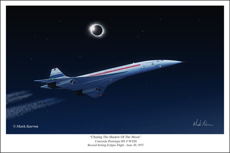 Concorde Prototype Eclipse Flight Aviation Art Print - 16" x 24"