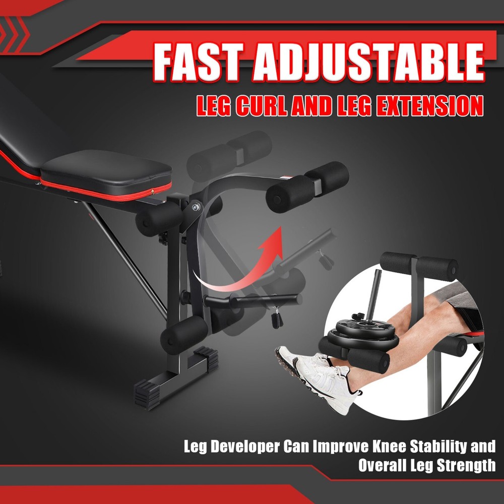 Adjustable Weight Bench Set with Squat Rack, Leg Developer & Preacher Curl Pad-⭐