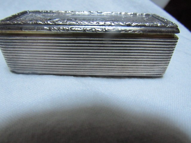 Antique Silver Snuff Box Embossed/Engraved 3”