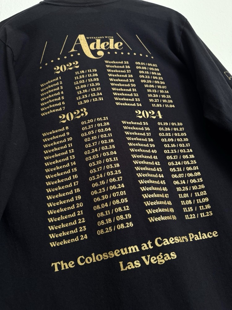 Adele Weekends With Adele Las Vegas Long Sleeve Shirt Black Medium Official