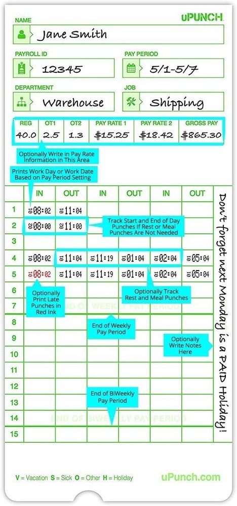 100 Durable HN3000 Time Cards for Accurate Payroll Processing - Ready to Use