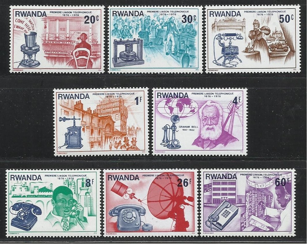 Rwanda 1976 8v. MNH Centenary of First Telephone • Satellites • Communications