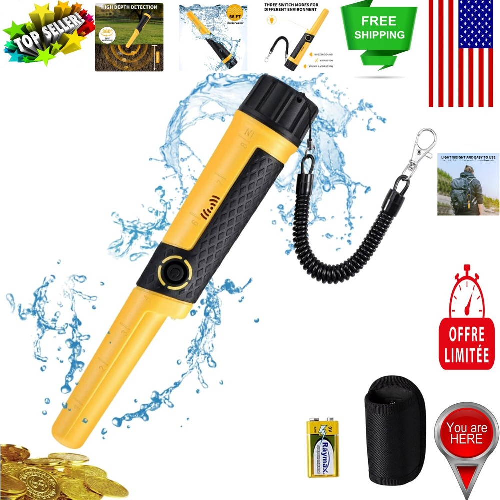 Pinpointer Wand: 5’’ Detection Depth, Lightweight & Fully Waterproof