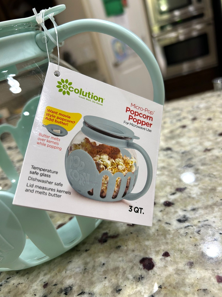 Ecolution Micro-Pop 3 Quart Microwave Popcorn Popper Aqua - NEW