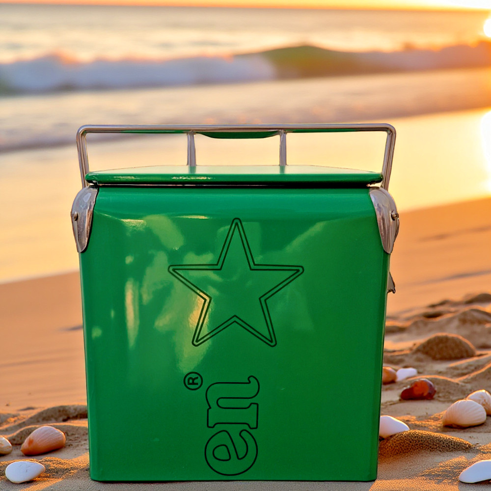 Heineken 13L Ice Box, All-Day Ice Cold Drinks for Beach, Rust-Resistant Chest