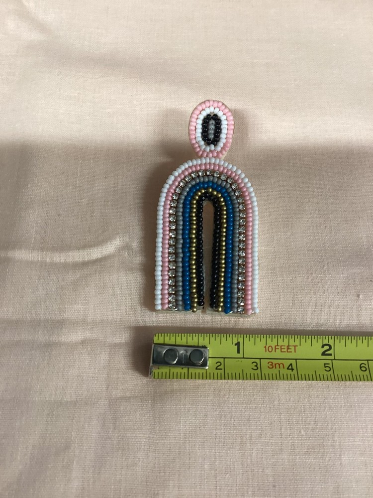 Vintage U Shape Beaded Rainbow Earrings