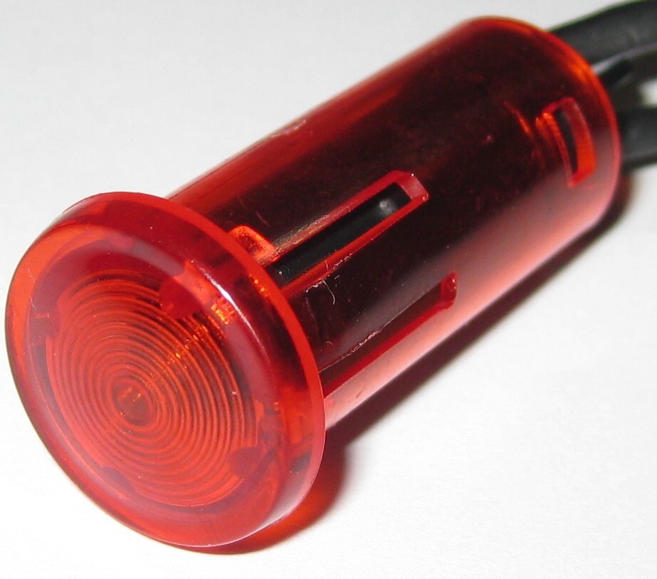Red Circular 1/2" Panel Mount Indicator Plastic Neon Light w/ Wires - 110V AC