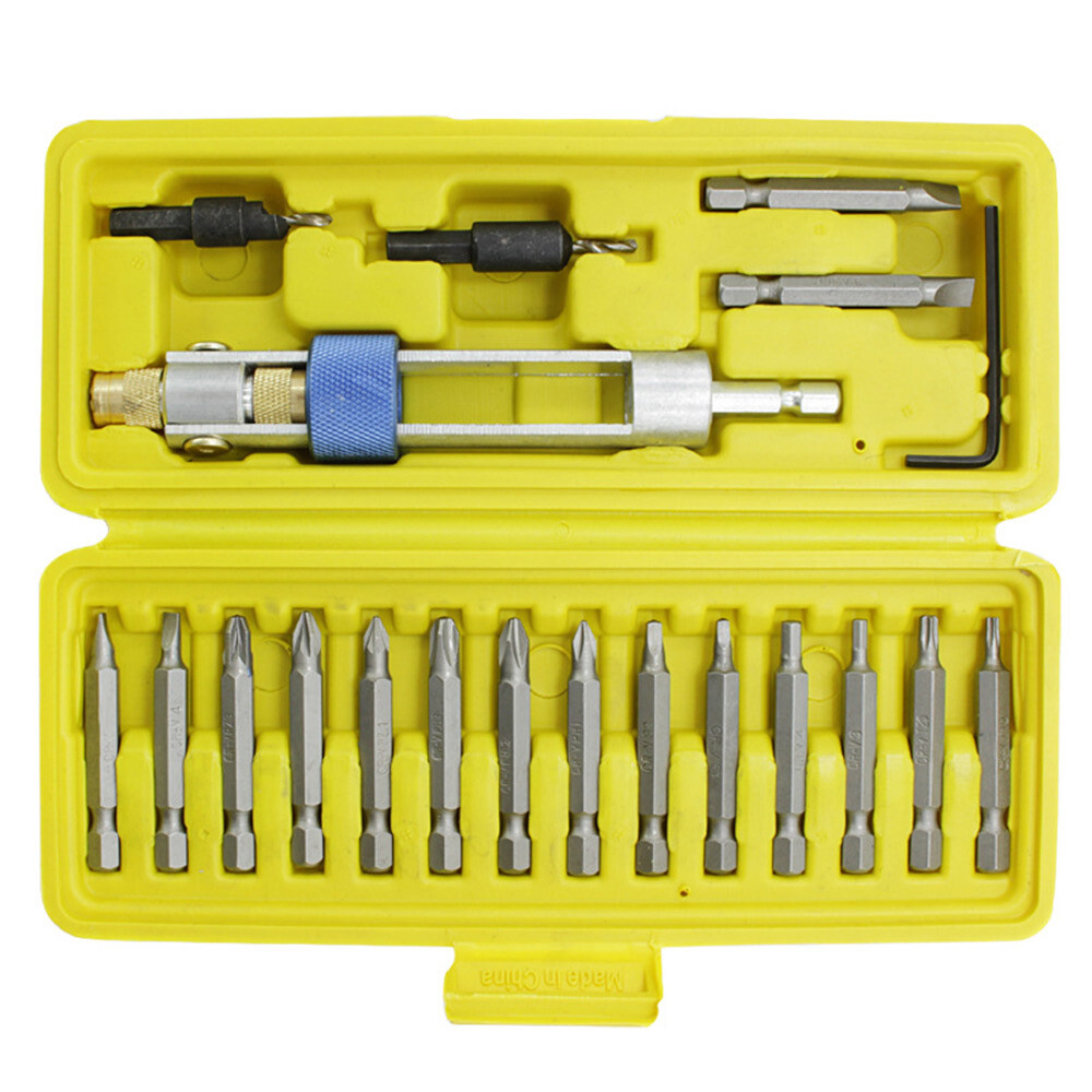 20pcs HSS Countersink Drill Bit Driver Swivel Head Quick-Change Tool Set sale