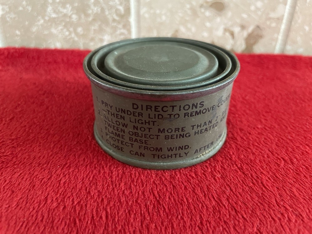 ORIGINAL WWII US ARMY MESS RATION FUEL TABLET HEATING TABLET TIN WW2