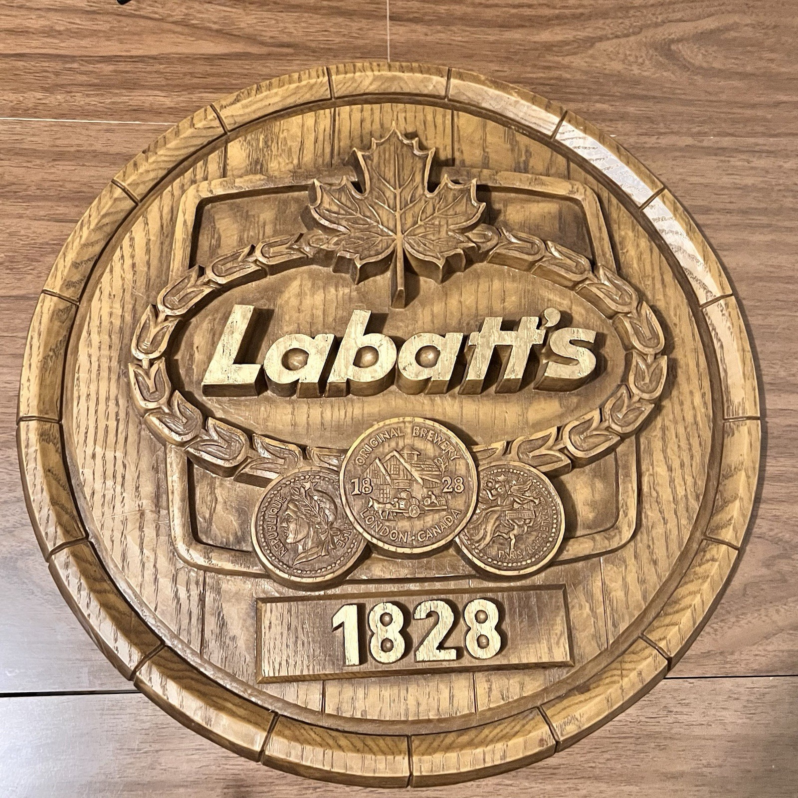 Labatt’s Beer Barrel Wall Sign 19” Vintage 3D Canadian Brewery Bar Decor