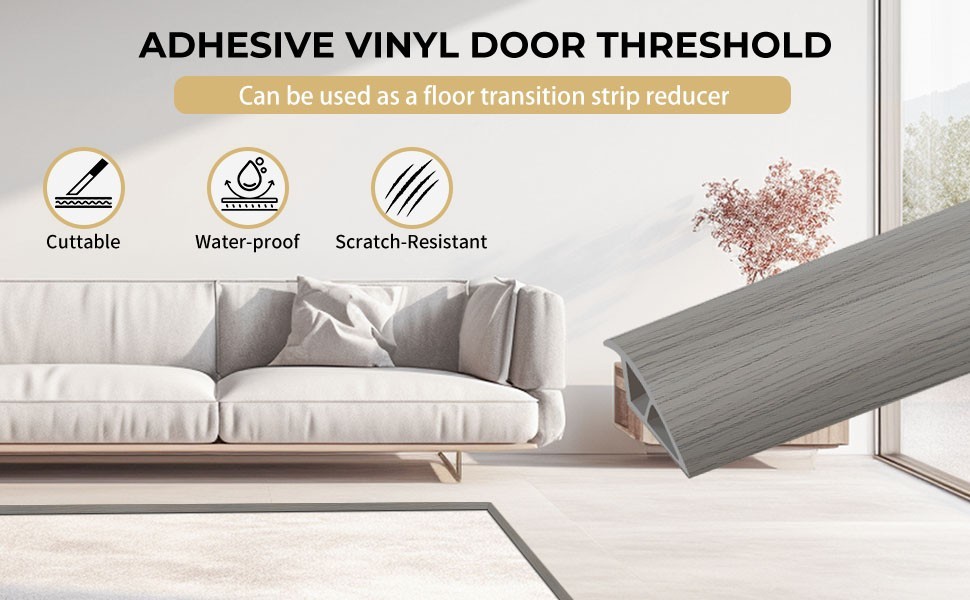 Self-Adhesive Floor Transition Strips 36" Door Threshold Edge Reducer 3/4"-4/5