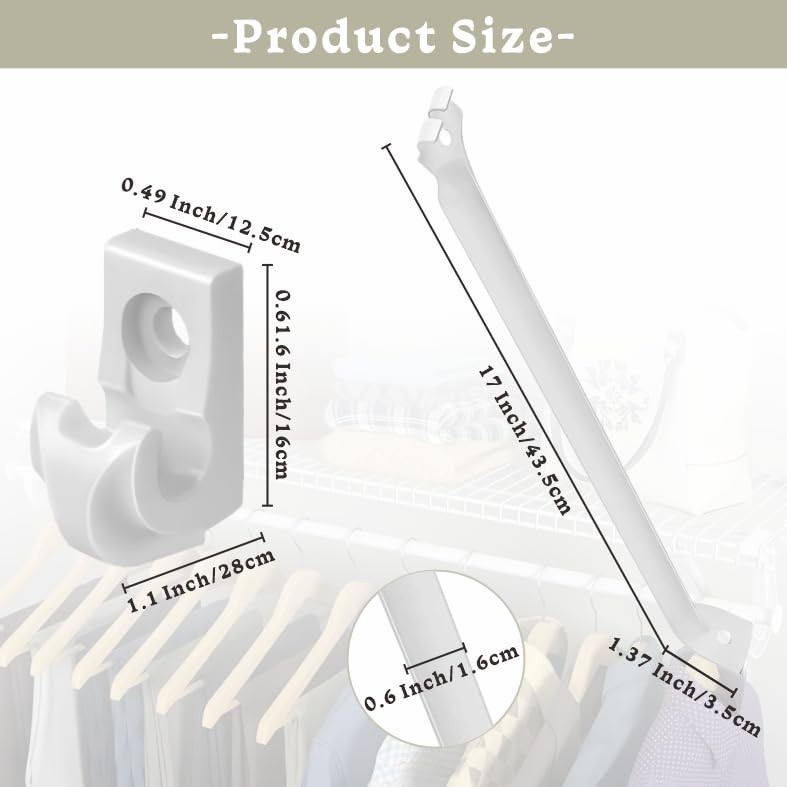 6 Pcs 12 Inch Wire Shelf Brackets Set ，Support Brackets for Wire Shelving