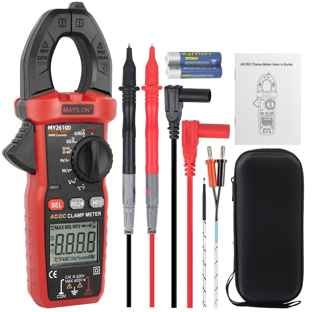 Digital Clamp Meter, Multimeter TRMS 6000 Counts Amp Volt Meter Auto-ranging ...