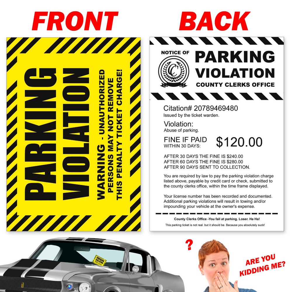 Prank Parking Violation Cards 20 Pack