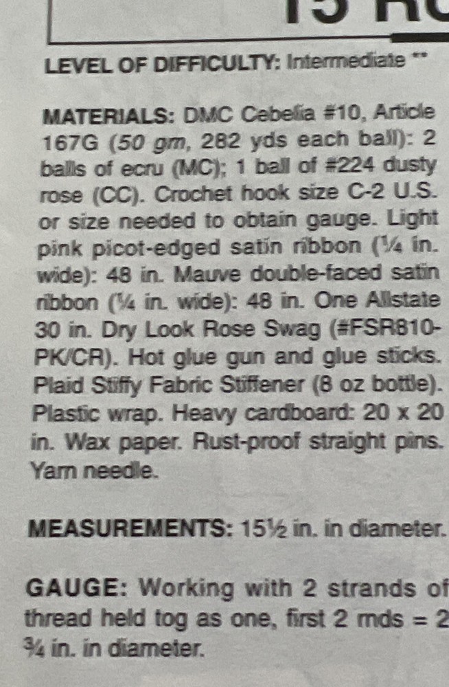 ~ Crochet ~ Rosy Wall Dressing ~ Pattern Only ~