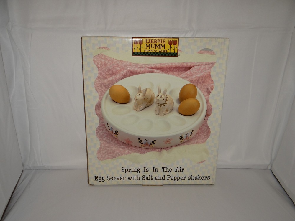 Debbie Mumm "Spring Is In The Air" Ceramic Deviled Egg Server Set NIB