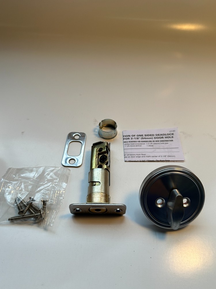 Shield Security Deadbolt One Sided Interior Satin Chrome Finish #913788 NEW