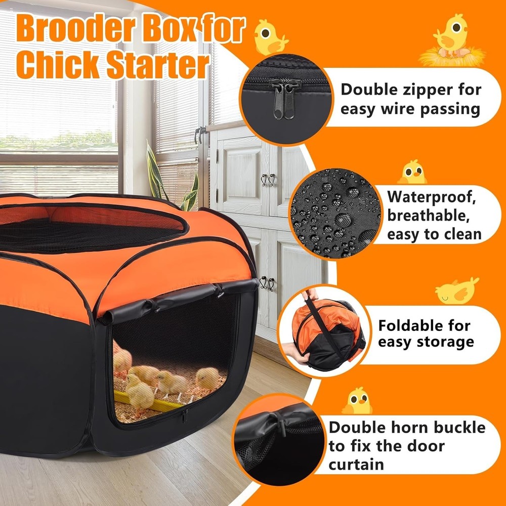Chick Brooder Box, Upgrade Double Door Brooder Box for Chick Starter Kit, Pop...