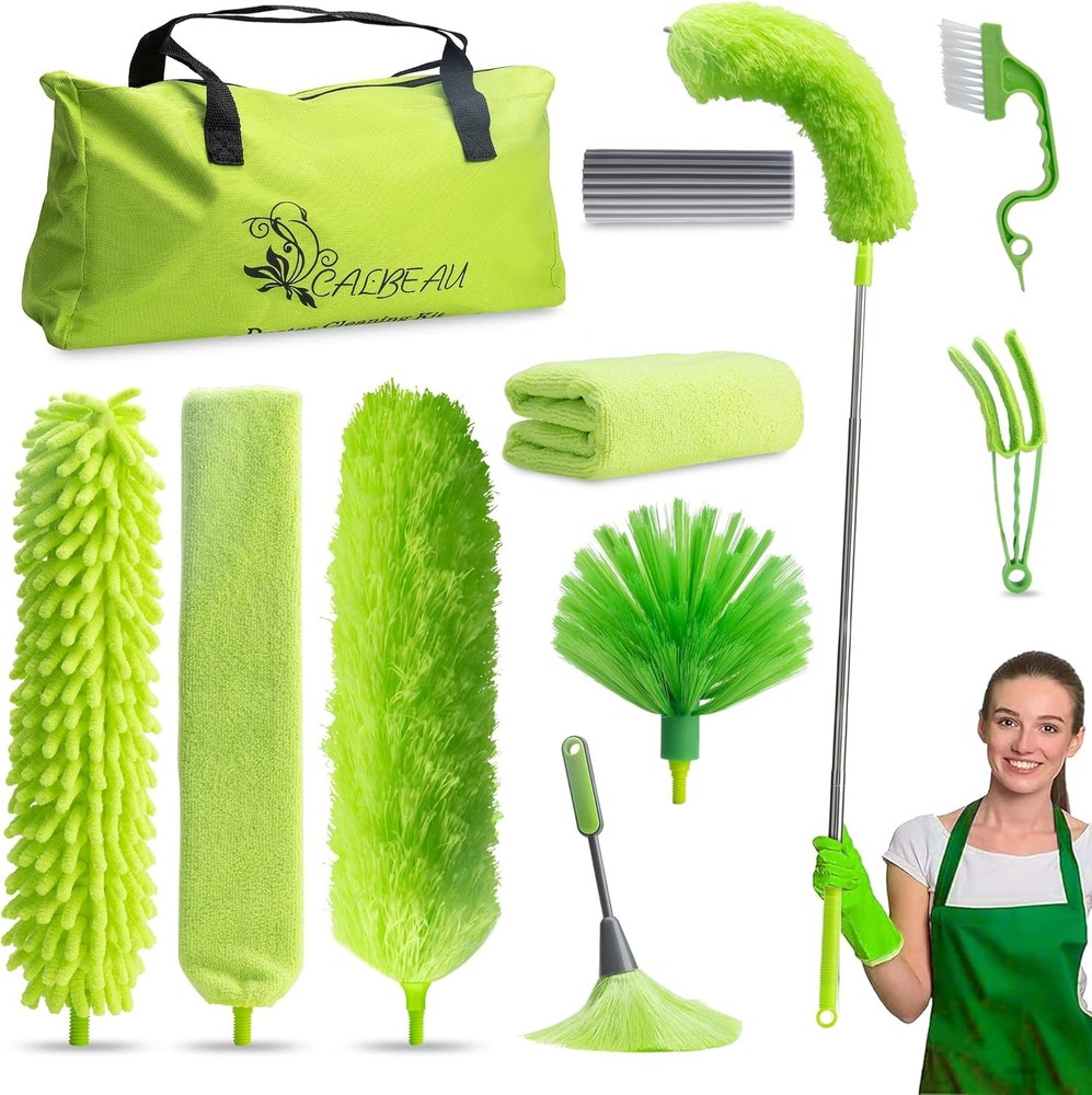 Microfiber Duster with Extens Pole 30 to 100'', Bendable Reble
