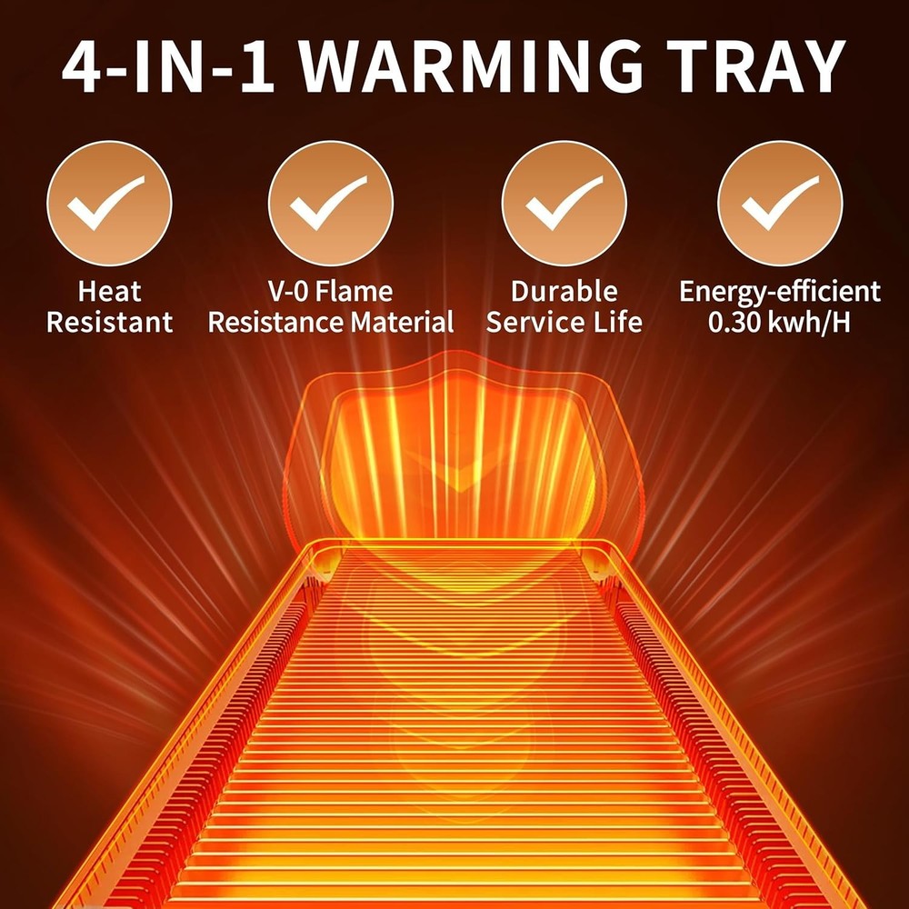 Versatile Electric Warming Tray 40”x12” - Two Temperature Modes & Stylish
