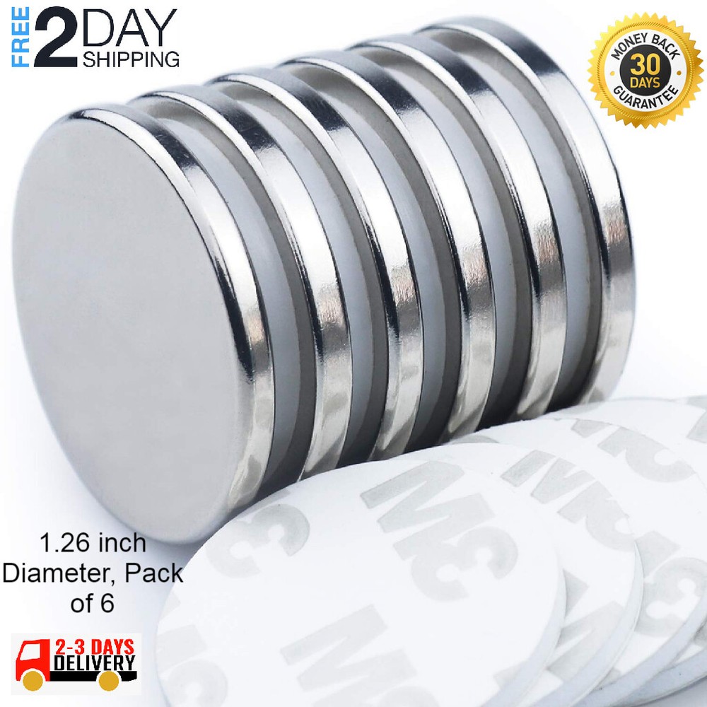 Strong Neodymium Disc Magnets 6 Pack - 2X Stronger 2X Thicker Powerful Small ...