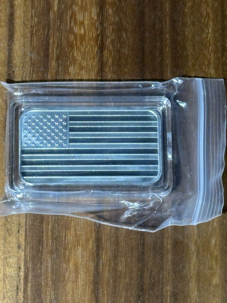 1 OZ Silver Plated American Flag Bar 0.999 Fine Silver US Seller (zinc/alloy)