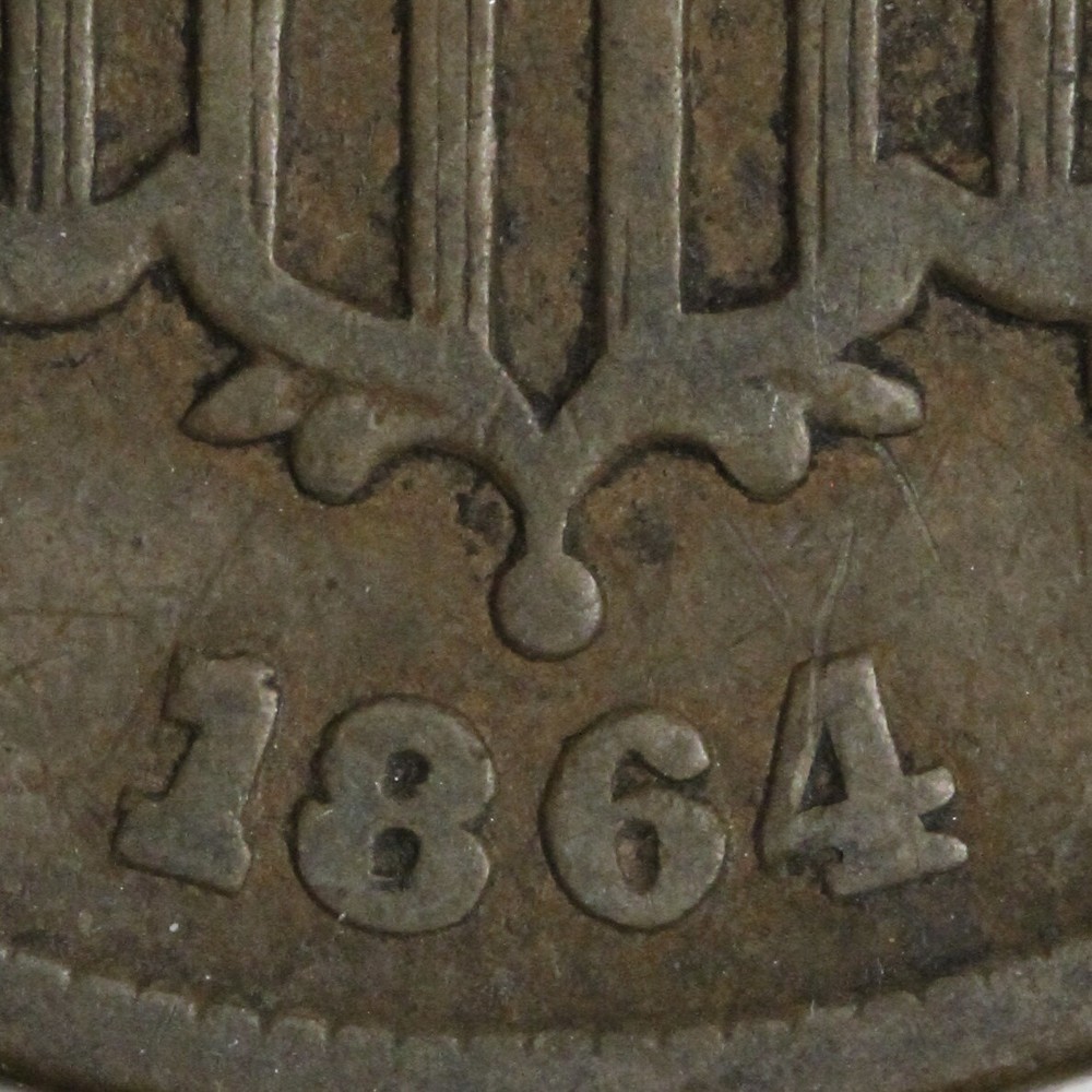 1864 RPD Two Cent Piece FINE VF E173 DTCO